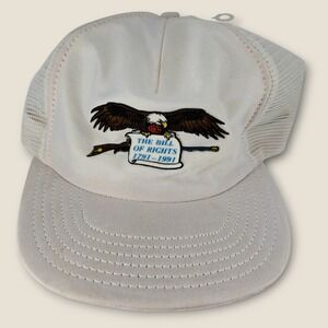NRA Bill of Rights Hat 1791-1991 Trucker White Mesh Cap National Rifle Assoc USA